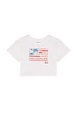 view 1 of 2 Short Sleeve Jersey Knit Flag Boxy T-shirt in White
