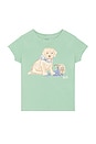 view 1 of 2 Short Sleeve Jersey Knit Berry Garden Dog Graphic T-shirt in Celadon