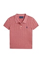 view 1 of 5 Kids Short Sleeve Combed Cotton Mini Cable Knit Polo in Canvas Pink