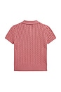 view 2 of 5 Kids Short Sleeve Combed Cotton Mini Cable Knit Polo in Canvas Pink