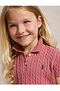 view 6 of 5 Kids Short Sleeve Combed Cotton Mini Cable Knit Polo in Canvas Pink