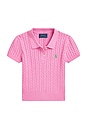 view 1 of 4 Kids Mini Cable Knit Polo in Laguna Pink & Tiller Green
