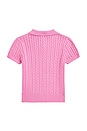 view 2 of 4 Kids Mini Cable Knit Polo in Laguna Pink & Tiller Green