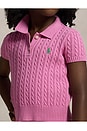 view 4 of 4 Kids Mini Cable Knit Polo in Laguna Pink & Tiller Green