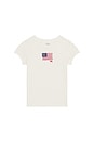 view 1 of 2 Kids Short Sleeve Cotton Jersey Flag Embroidered T Shirt in Nevis