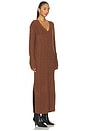 view 2 of 4 Cable-knit V-neck Sweater Dress in Gingerbread Brown Melange