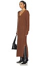 view 3 of 4 Cable-knit V-neck Sweater Dress in Gingerbread Brown Melange