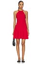 view 1 of 4 Viscose Blend Halter A Line Dress in Cruise Red