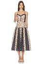 view 1 of 4 Cotton Silk V-neck Sleeveless A Line Dresses in Jeweled Floral Cream Multi