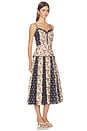 view 2 of 4 Cotton Silk V-neck Sleeveless A Line Dresses in Jeweled Floral Cream Multi