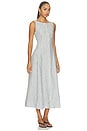 view 2 of 4 Boat Neck Sleeveless A Line Dress in Navy & White