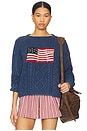 view 1 of 5 Cotton Linen Blend Pullover in Indigo & Multi