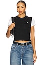view 1 of 5 Cable-Knit Cotton Cropped Vest in Polo Black