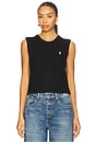 view 2 of 5 Cable-Knit Cotton Cropped Vest in Polo Black