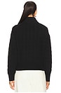 view 3 of 4 Cable-Knit Cotton Quarter-Zip Sweater in Polo Black