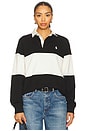 view 1 of 4 Color-Blocked Cotton Jersey Rugby Shirt in Polo Black & Deckwash White