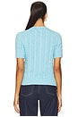 view 3 of 4 Cable Knit Cotton Short Sleeve Cardigan in Acadia Blue