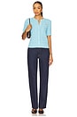 view 4 of 4 Cable Knit Cotton Short Sleeve Cardigan in Acadia Blue