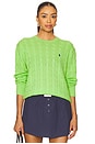 view 1 of 4 Cable Wool Cashmere Crewneck Sweater in Apple Green