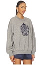 view 2 of 4 Embroidered Crest Fleece Crewneck in Dark Vintage Heather
