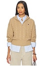 view 1 of 6 Cable Wool Cashmere Half Zip Sweater in Collection Camel Melange