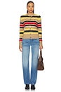 view 4 of 5 Striped Cable Wool Cashmere Cardigan in Collection Camel Melange Multi