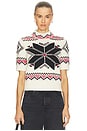 view 1 of 4 Snowflake Mockneck Short Sleeve Sweater in Authentic Cream Multi