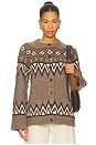 view 1 of 4 Fair Isle Wool Blend Cardigan in Mushroom Multi