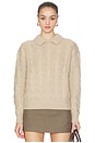 view 1 of 4 Cable Wool Cashmere Polo Collar Sweater in Dark Almond Marl