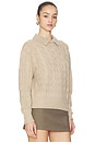 view 2 of 4 Cable Wool Cashmere Polo Collar Sweater in Dark Almond Marl