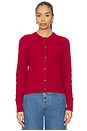 view 2 of 6 Cable Knit Wool Cashmere Cardigan in Fireside Red