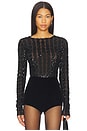 view 1 of 6 Cable Sequin Mesh Bodysuit in Polo Black