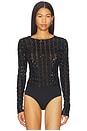 view 2 of 6 Cable Sequin Mesh Bodysuit in Polo Black