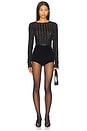 view 5 of 6 Cable Sequin Mesh Bodysuit in Polo Black