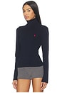 view 2 of 5 Pima Cotton Shrunken Long Sleeve Turtleneck Pullover in Hunter Navy