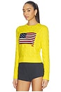 view 3 of 6 Cotton Crewneck Pullover Sweater in Lemon Crush