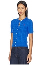 view 2 of 5 Cotton Short Sleeve Cardigan Sweater in Gala Blue