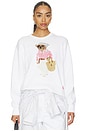 view 1 of 5 Cotton Bear Crew Neck Pullover Sweater in White Multi
