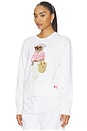 view 2 of 5 Cotton Bear Crew Neck Pullover Sweater in White Multi