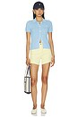 view 4 of 5 Cotton Short Sleeve Cardigan in Baby Blue
