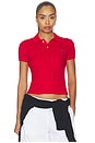 view 1 of 5 Short Sleeve Collared Pullover Sweater in Cruise Red