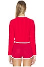 view 4 of 6 Cotton Long Sleeve Cardigan in Cruise Red