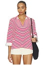 view 1 of 5 Boating Jersey Long Sleeve Polo Pullover in Red & Deckwash White