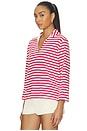 view 2 of 5 Boating Jersey Long Sleeve Polo Pullover in Red & Deckwash White