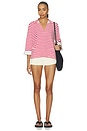 view 4 of 5 Boating Jersey Long Sleeve Polo Pullover in Red & Deckwash White