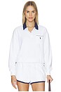 view 1 of 5 Cotton Terry Long Sleeve Collared Polo in White