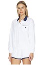 view 2 of 5 Cotton Terry Long Sleeve Collared Polo in White