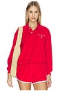 view 1 of 5 Cotton Terry Long Sleeve Collared Polo in Cruise Red