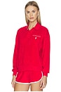 view 2 of 5 Cotton Terry Long Sleeve Collared Polo in Cruise Red
