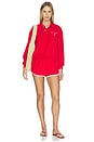 view 4 of 5 Cotton Terry Long Sleeve Collared Polo in Cruise Red